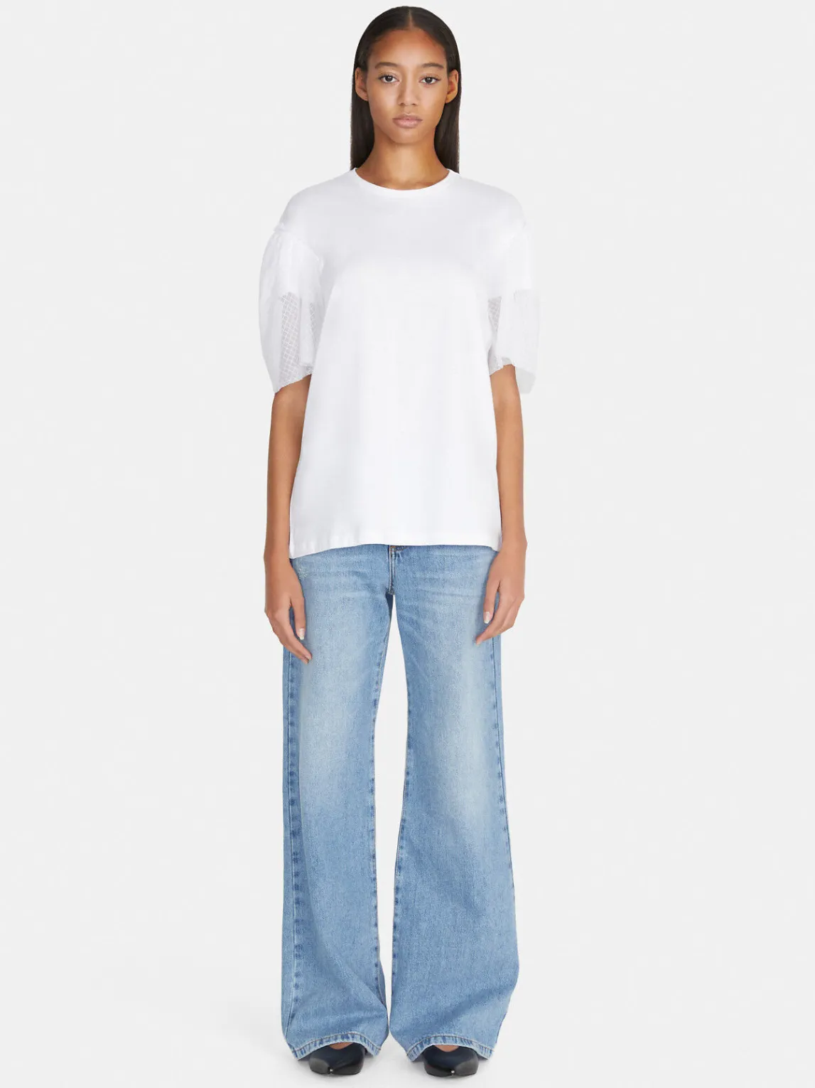 Women Sisley Tops & T-Shirts<Boy Fit T-Shirt With Tulle