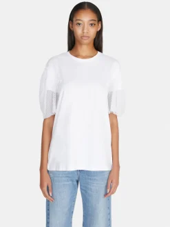 Women Sisley Tops & T-Shirts<Boy Fit T-Shirt With Tulle