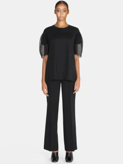 Women Sisley Tops & T-Shirts<Boy Fit T-Shirt With Tulle