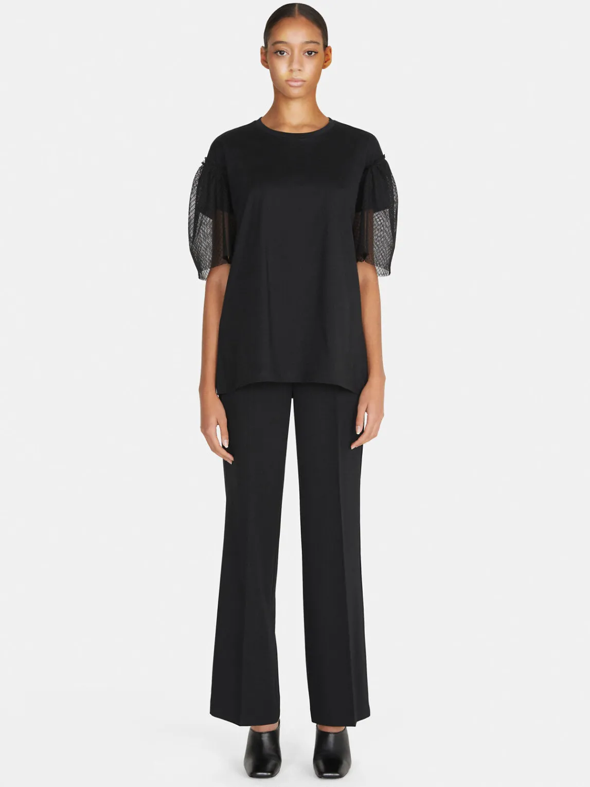 Women Sisley Tops & T-Shirts<Boy Fit T-Shirt With Tulle