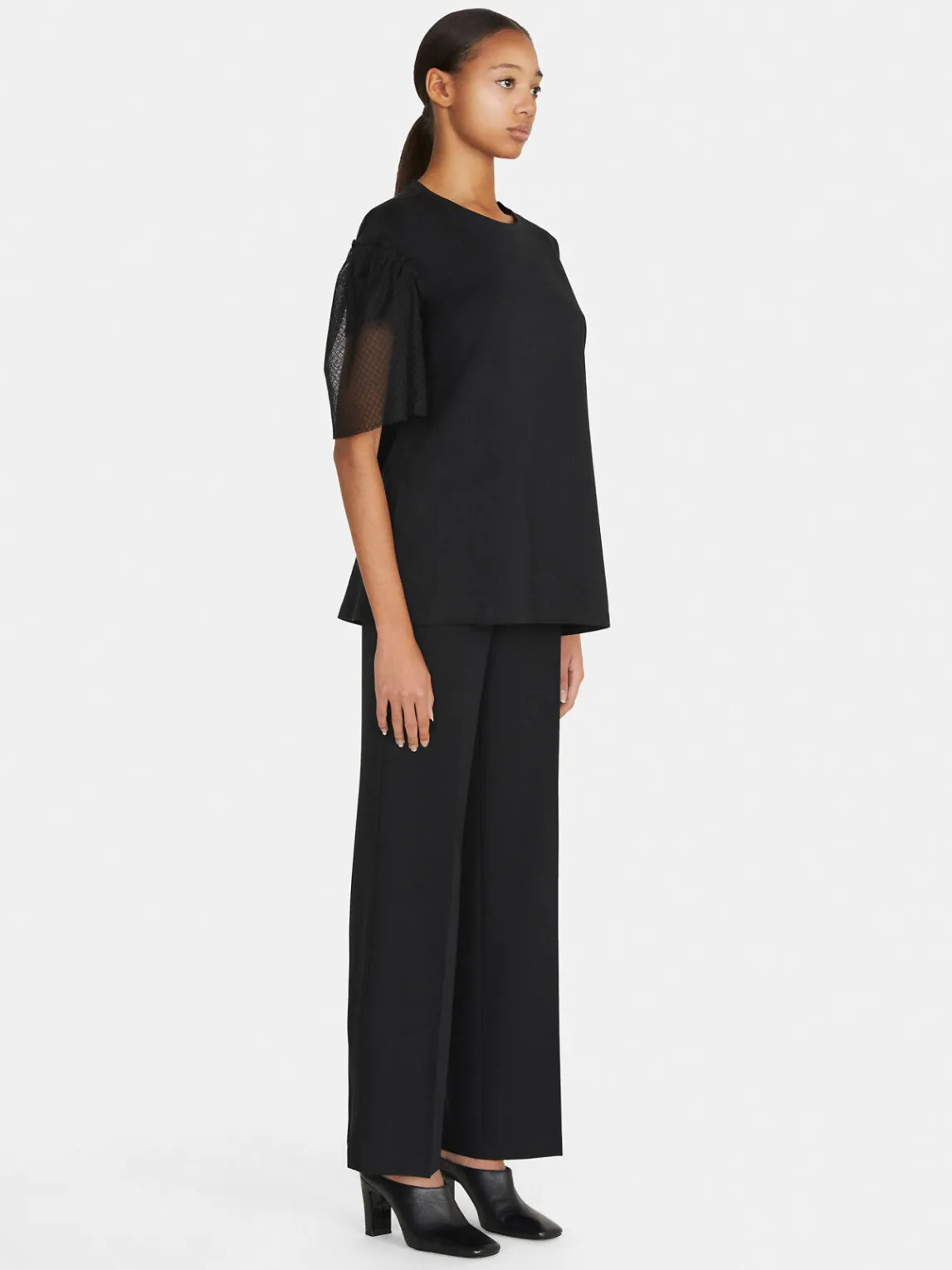 Women Sisley Tops & T-Shirts<Boy Fit T-Shirt With Tulle