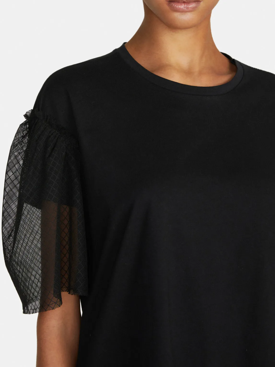 Women Sisley Tops & T-Shirts<Boy Fit T-Shirt With Tulle