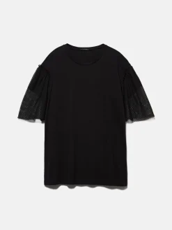 Women Sisley Tops & T-Shirts<Boy Fit T-Shirt With Tulle