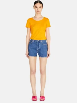 Women Sisley Tops & T-Shirts<Crew Neck T-Shirt With Raw Cut
