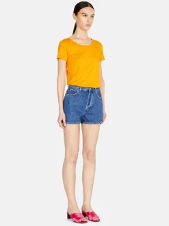 Women Sisley Tops & T-Shirts<Crew Neck T-Shirt With Raw Cut