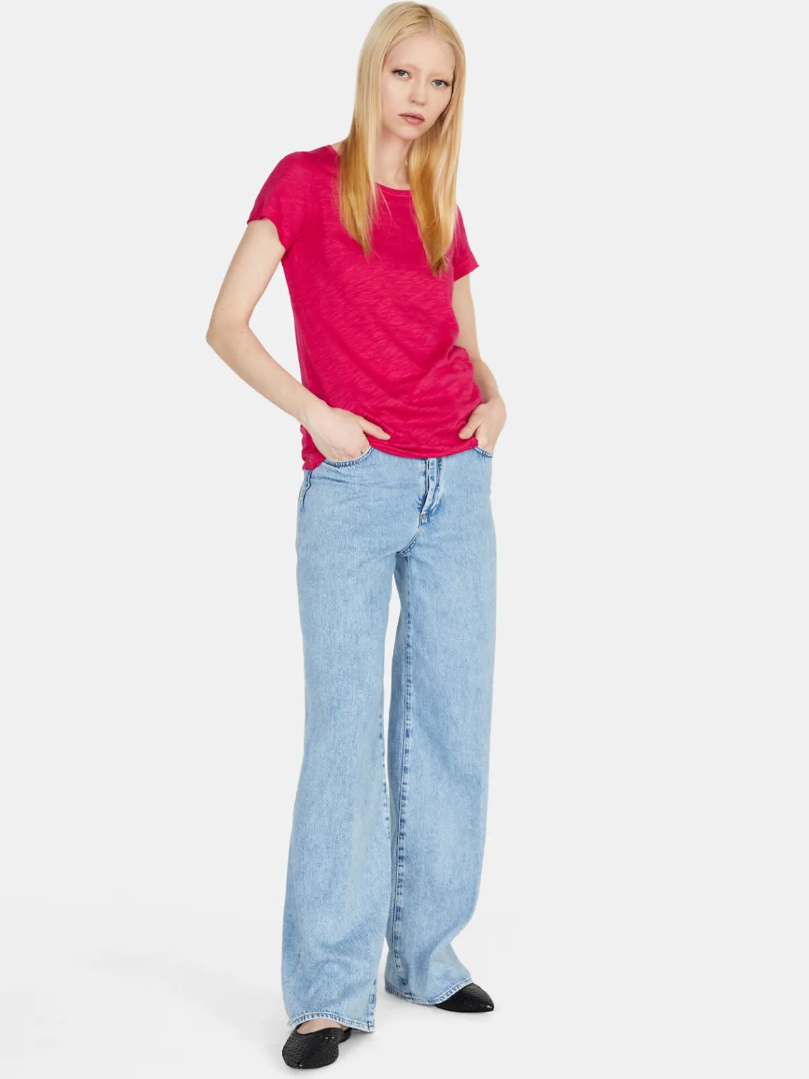 Women Sisley Tops & T-Shirts<Crew Neck T-Shirt With Raw Cut