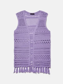 Girls Sisley Jumpers & Cardigans<Crochet Look Vest With Fringes