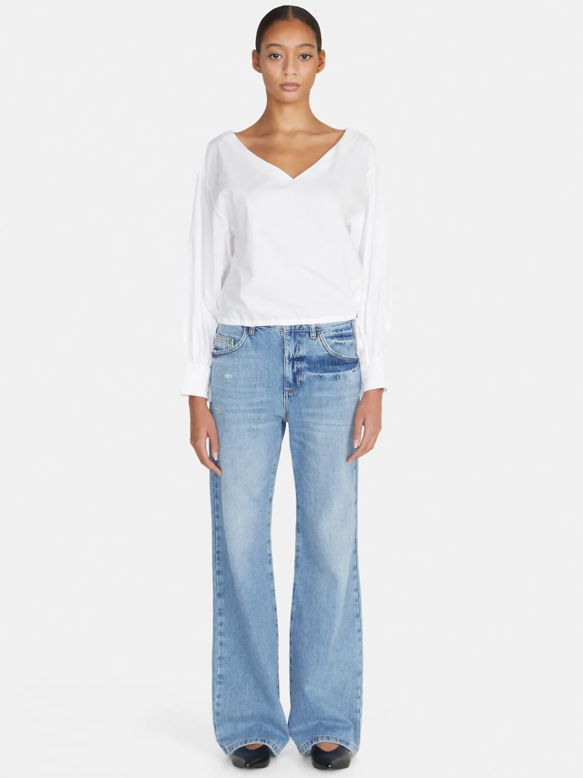 Women Sisley Shirts & Blouses<Cropped Blouse With Drawstring