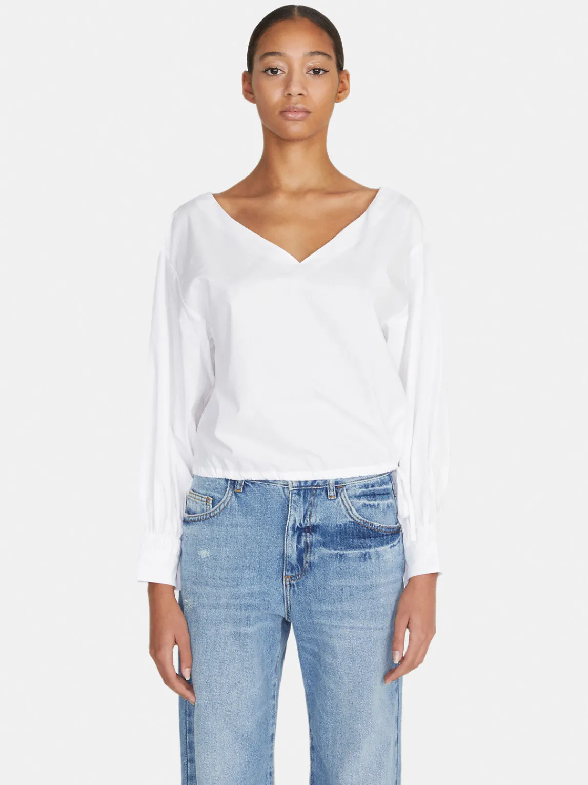 Women Sisley Shirts & Blouses<Cropped Blouse With Drawstring