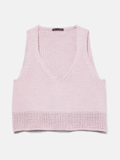 Women Sisley Tops & T-Shirts<Cropped Open-Knit Top