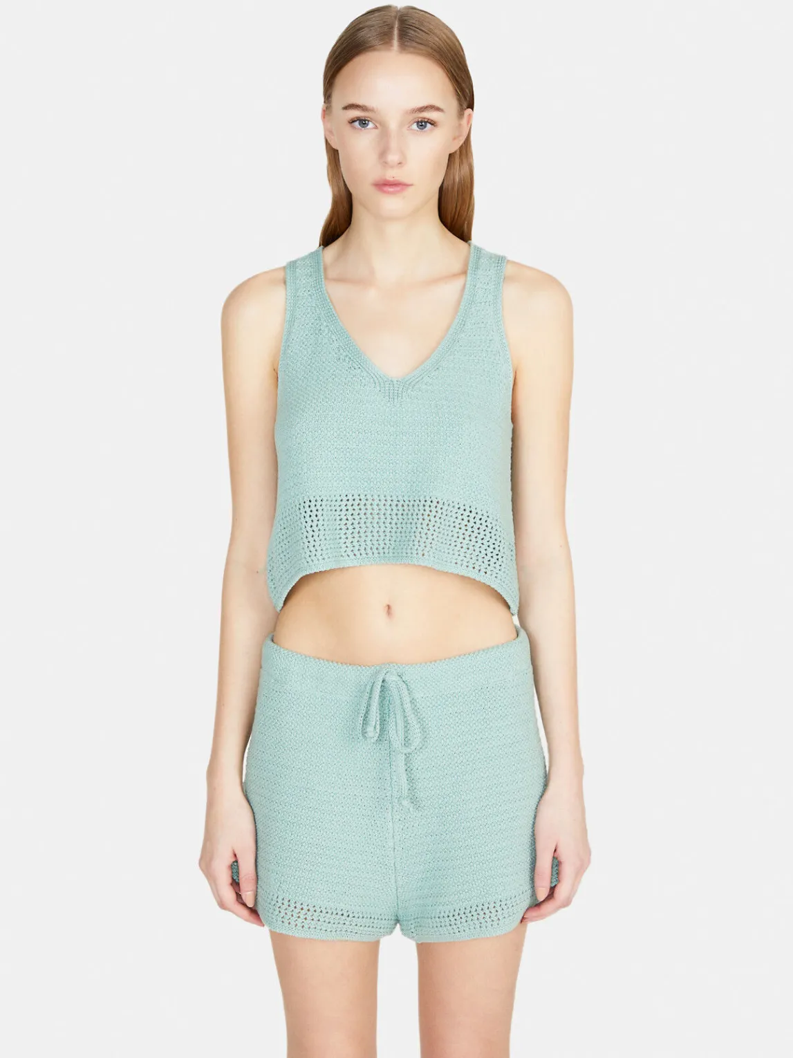 Women Sisley Tops & T-Shirts<Cropped Open-Knit Top