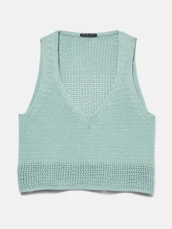 Women Sisley Tops & T-Shirts<Cropped Open-Knit Top