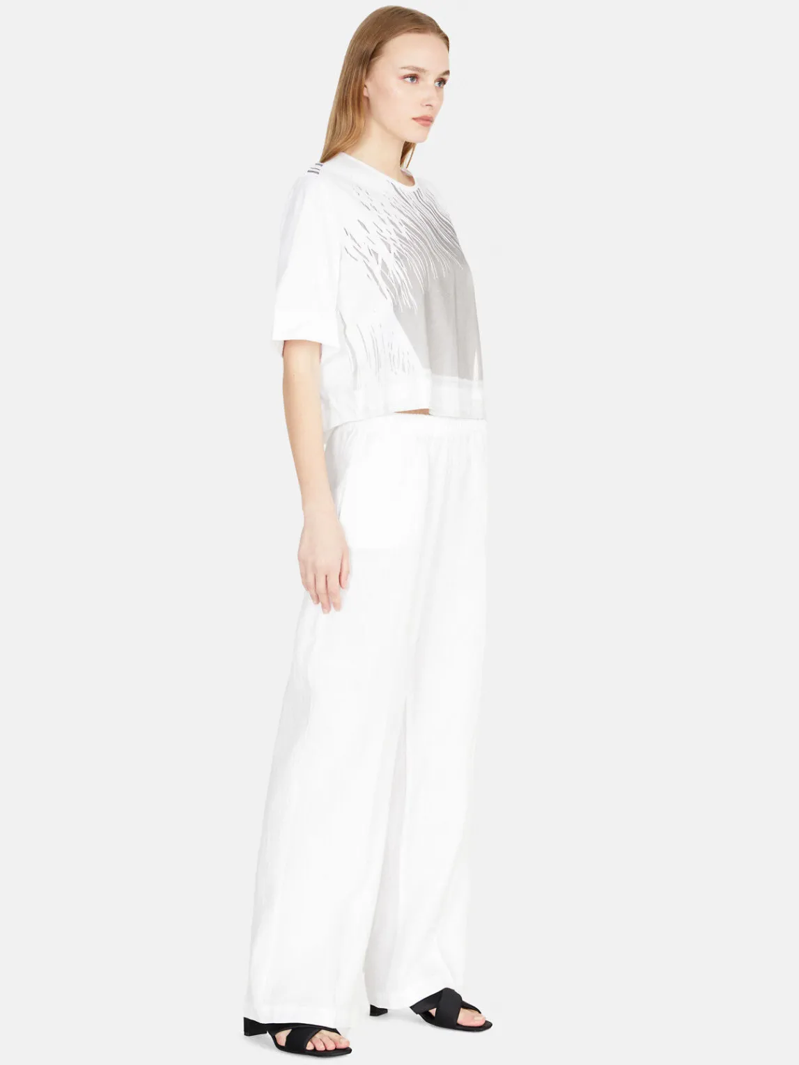 Women Sisley Tops & T-Shirts<Cropped Oversized Fit T-Shirt With Print