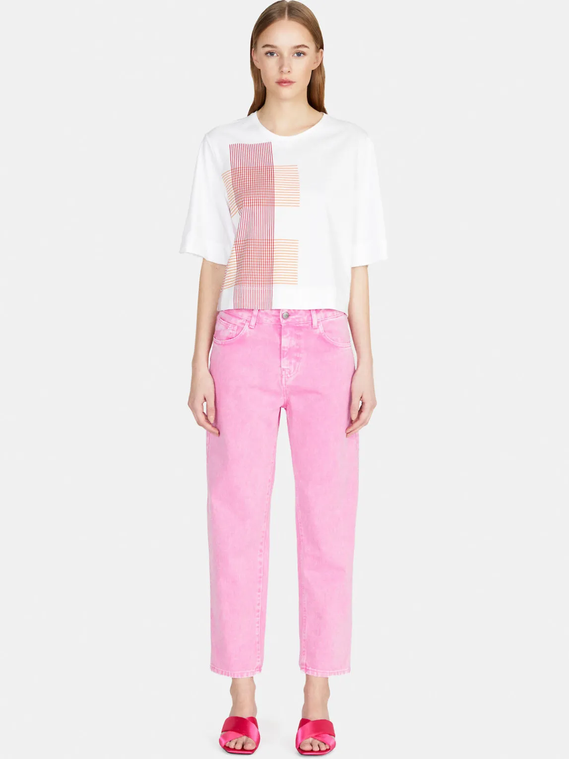 Women Sisley Tops & T-Shirts<Cropped Oversized Fit T-Shirt With Print