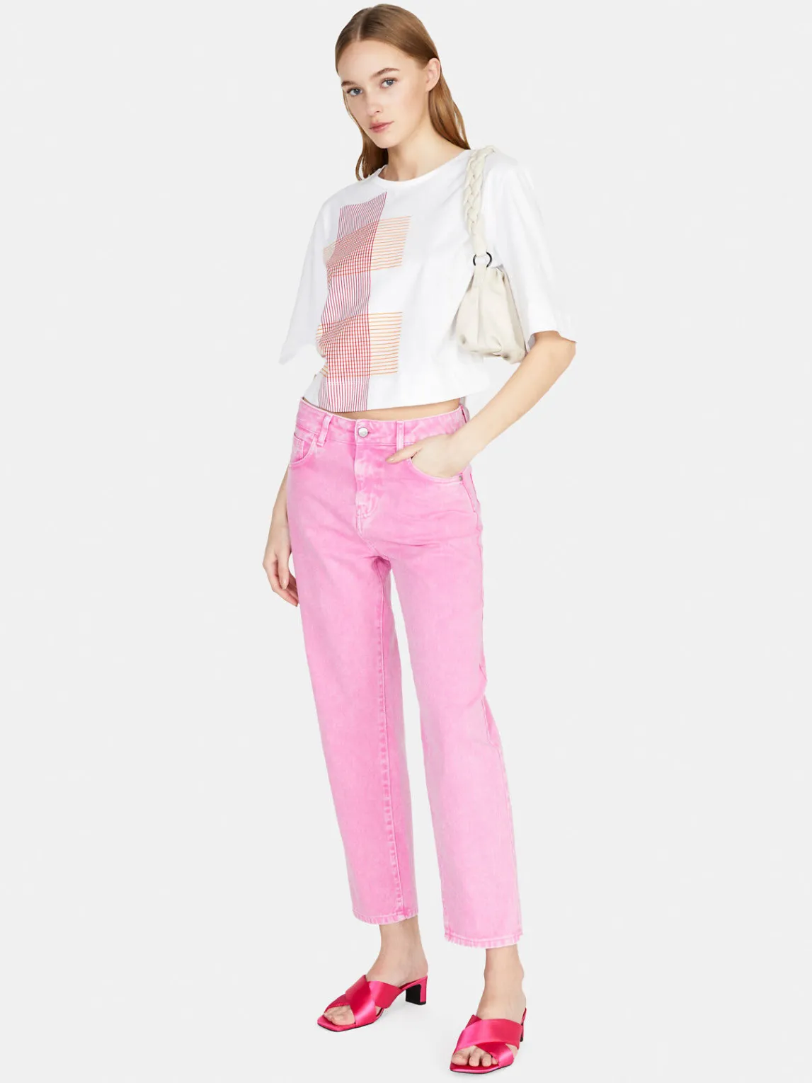 Women Sisley Tops & T-Shirts<Cropped Oversized Fit T-Shirt With Print