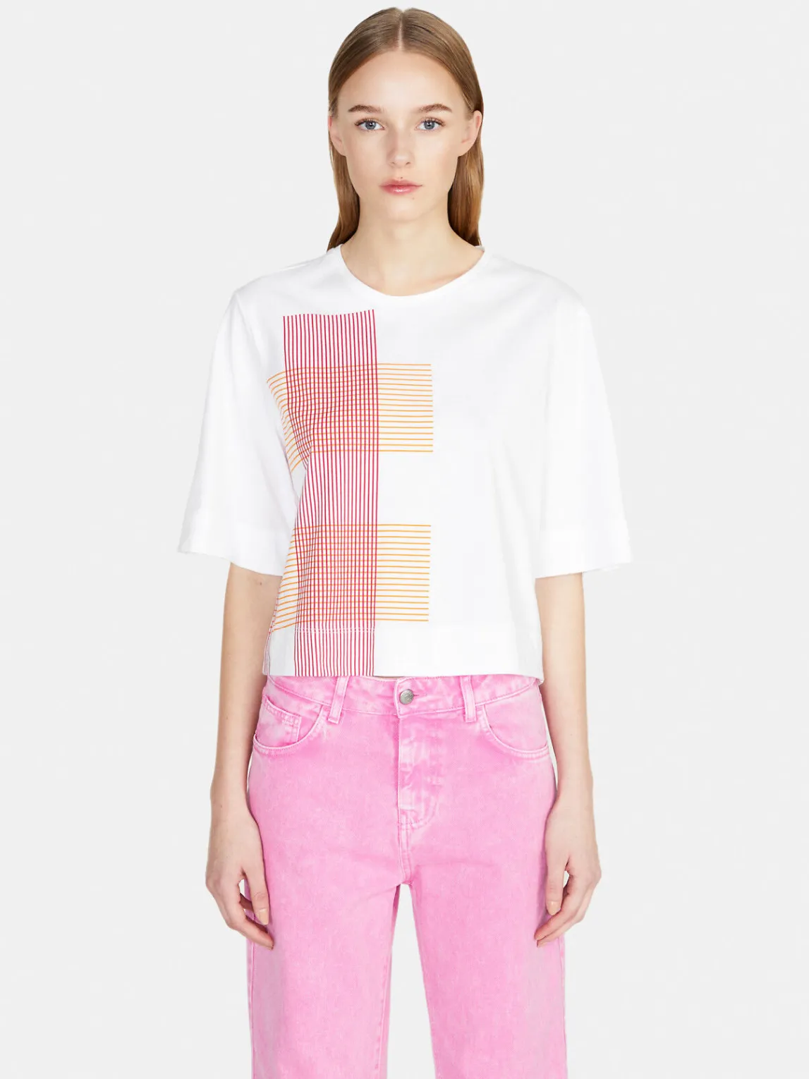 Women Sisley Tops & T-Shirts<Cropped Oversized Fit T-Shirt With Print