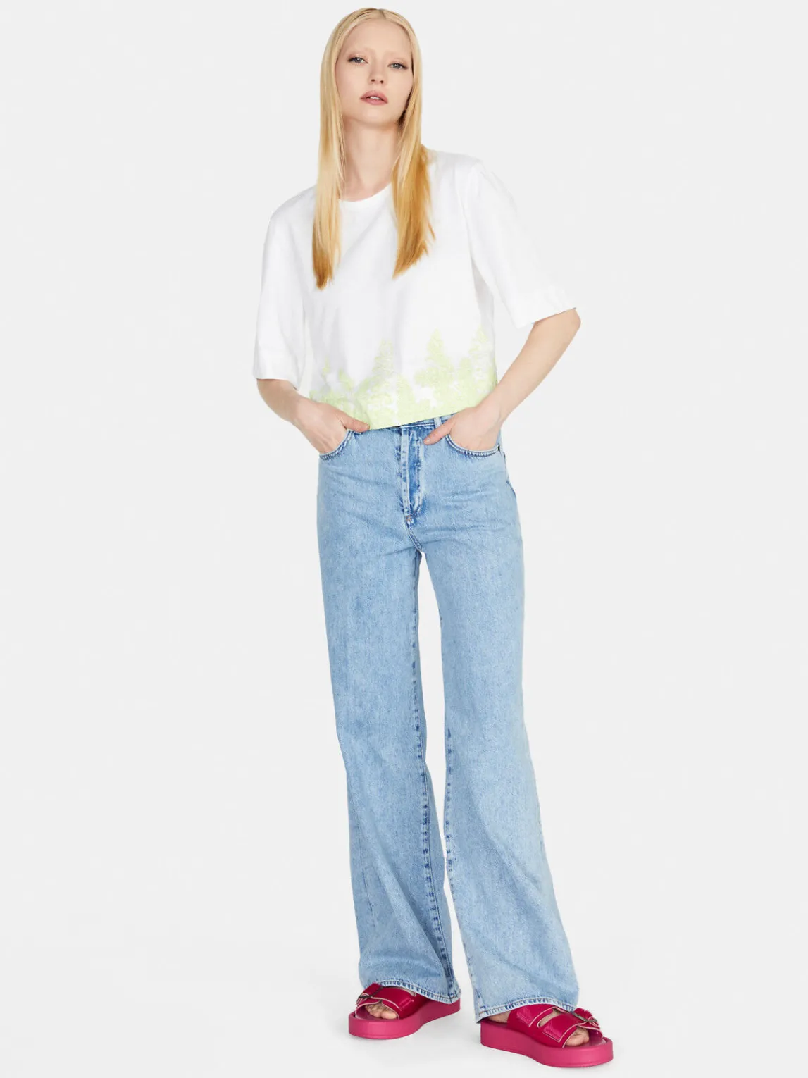 Women Sisley Tops & T-Shirts<Cropped Oversized Fit T-Shirt With Print