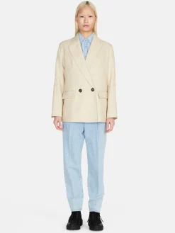 Women Sisley Jackets & Coats<Double-Breasted Jacket With Shoulder Pads