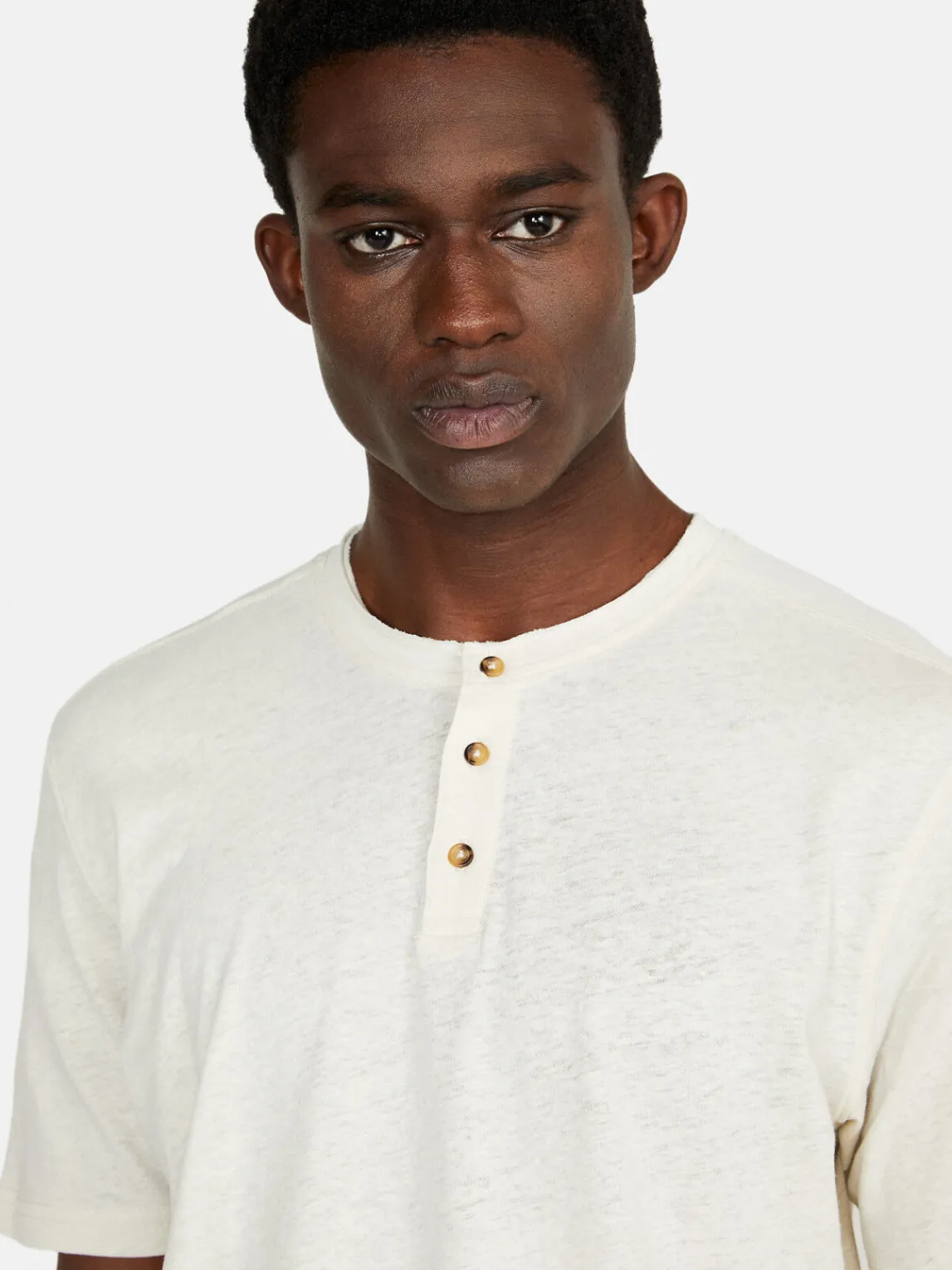 Men Sisley T-Shirts<Henley In Linen Blend