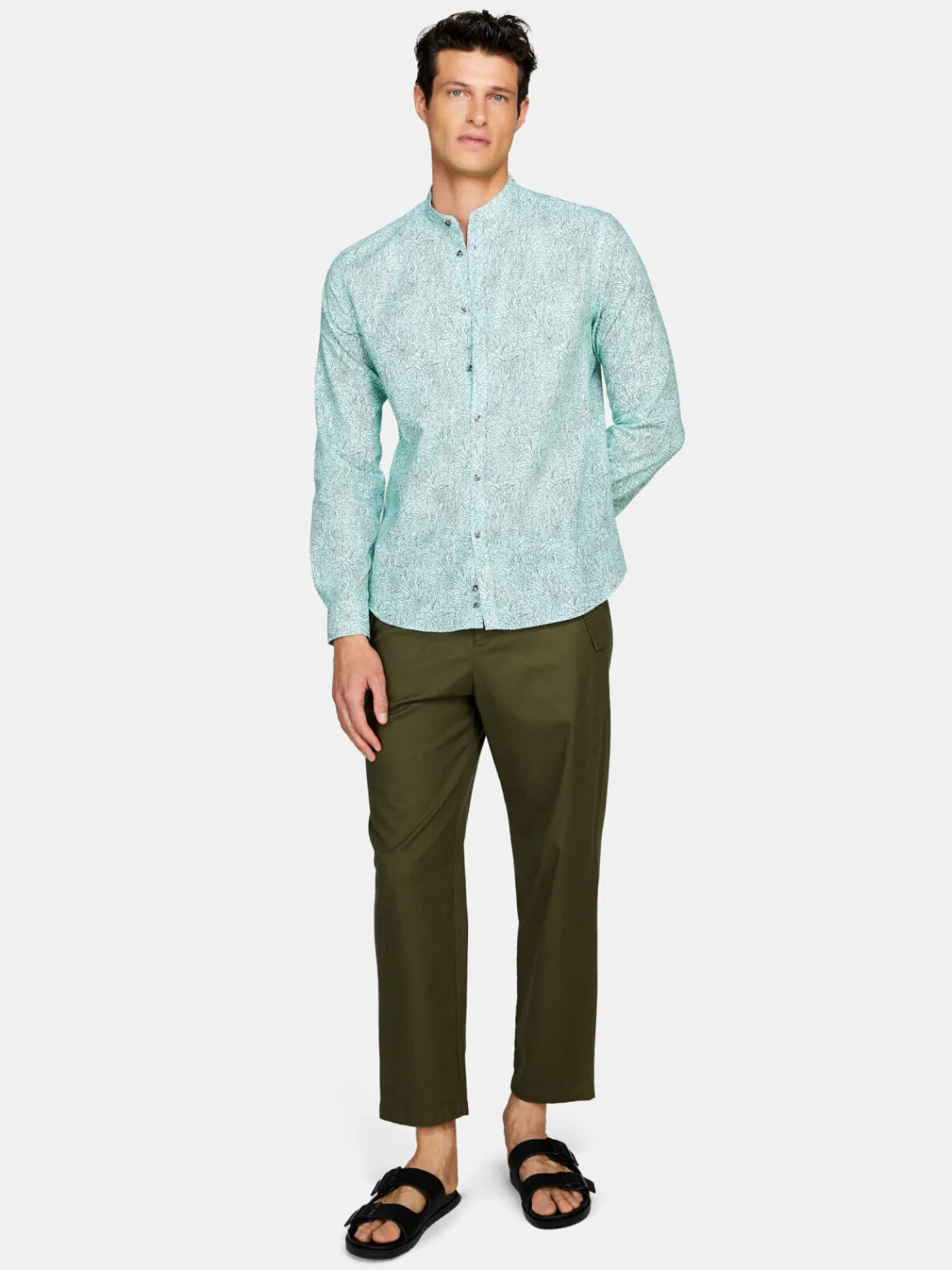 Men Sisley Shirts<Printed Mandarin Collar Shirt
