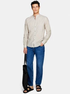 Men Sisley Shirts<Printed Mandarin Collar Shirt