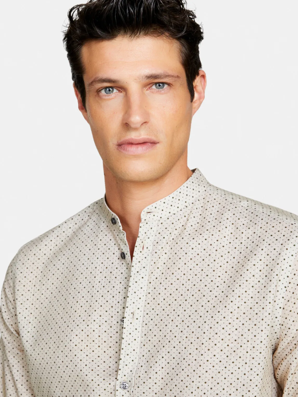Men Sisley Shirts<Printed Mandarin Collar Shirt