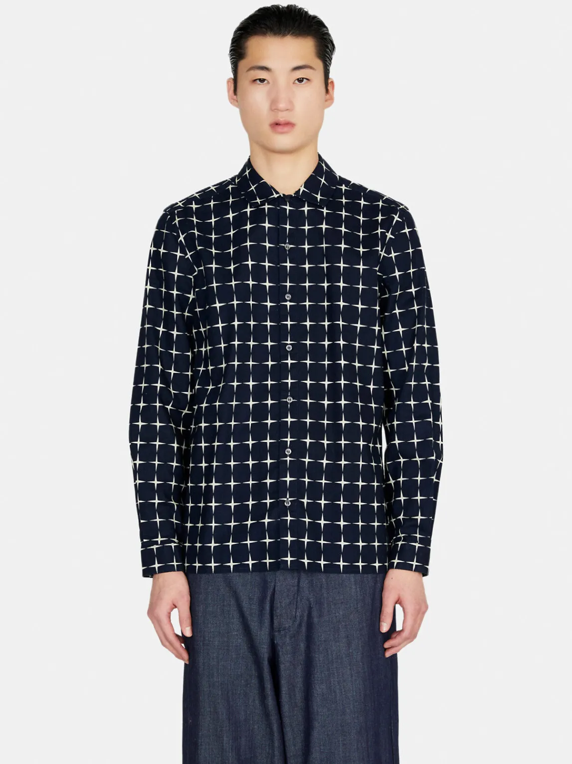 Men Sisley Shirts<Printed Shirt In Linen Blend
