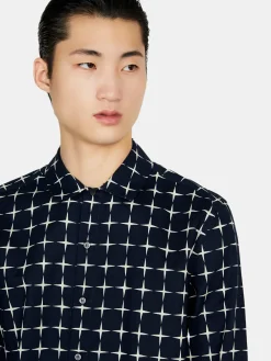 Men Sisley Shirts<Printed Shirt In Linen Blend
