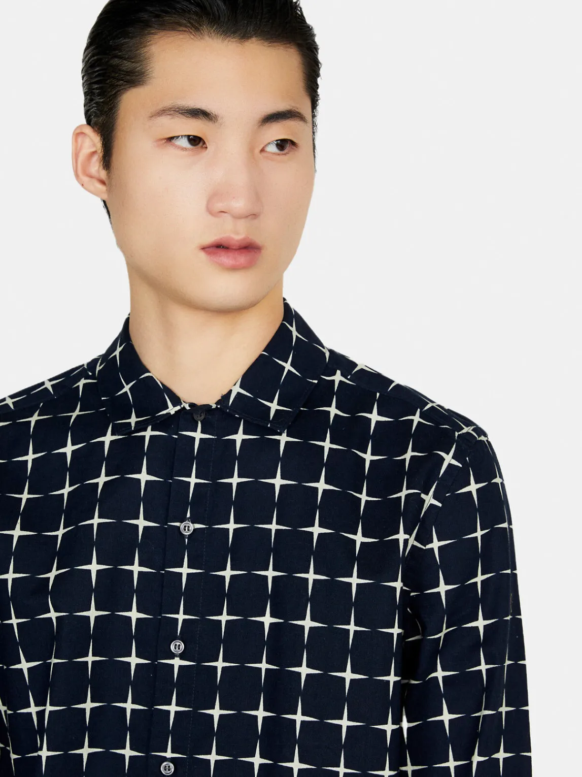Men Sisley Shirts<Printed Shirt In Linen Blend