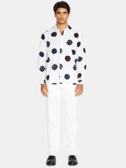 Men Sisley Shirts<Printed Shirt In Linen Blend