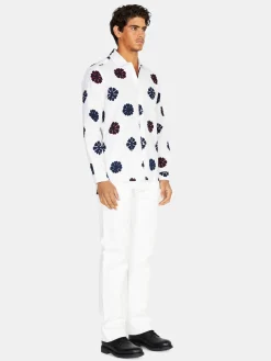 Men Sisley Shirts<Printed Shirt In Linen Blend