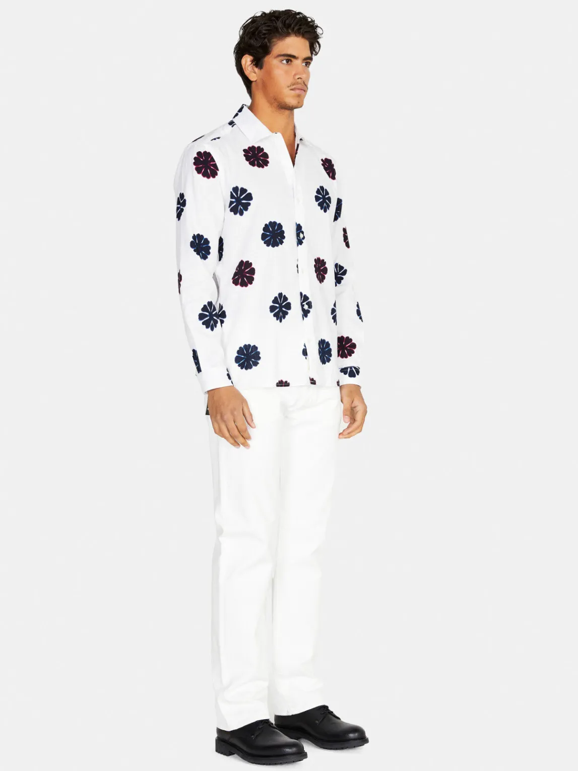 Men Sisley Shirts<Printed Shirt In Linen Blend