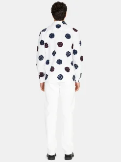 Men Sisley Shirts<Printed Shirt In Linen Blend