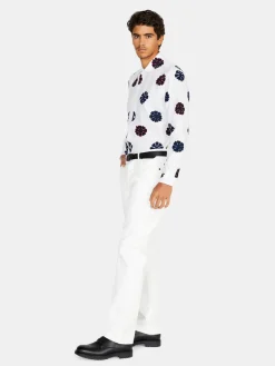 Men Sisley Shirts<Printed Shirt In Linen Blend
