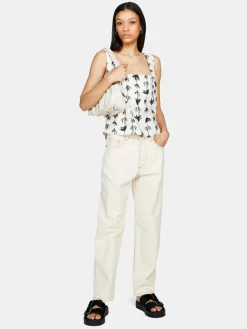 Women Sisley Tops & T-Shirts<Printed Top With Squared Neck