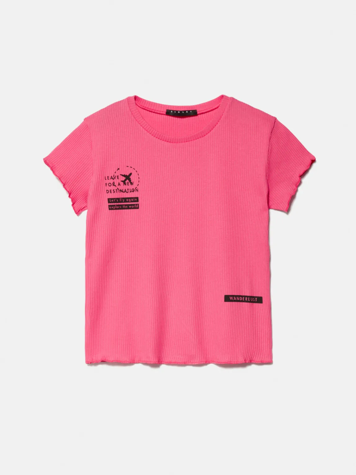 Girls Sisley Tops & T-Shirts<Ribbed T-Shirt With Print
