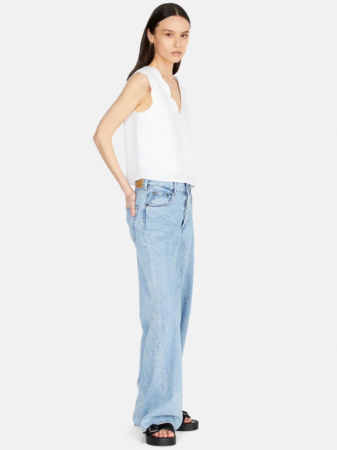Women Sisley Shirts & Blouses<Scalloped Top In Linen