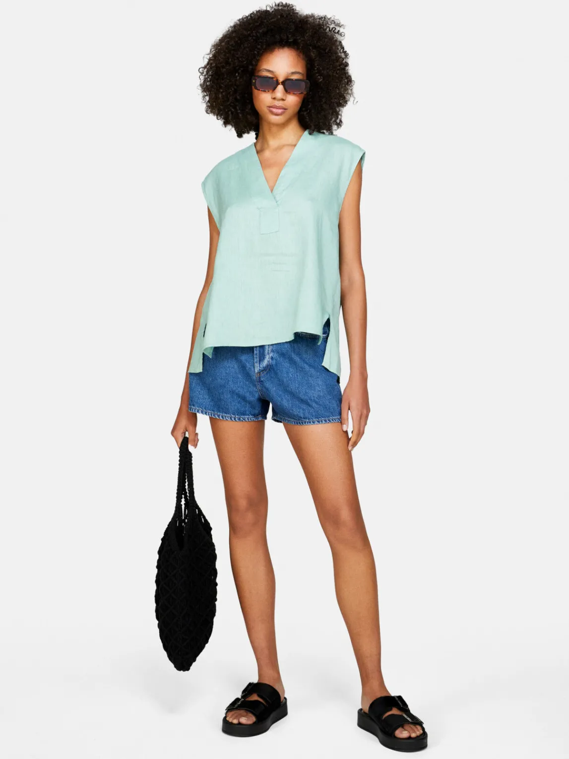 Women Sisley Shirts & Blouses<Sleeveless Blouse In 100% Linen