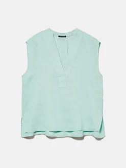 Women Sisley Shirts & Blouses<Sleeveless Blouse In 100% Linen