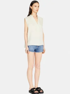 Women Sisley Shirts & Blouses<Sleeveless Blouse In 100% Linen