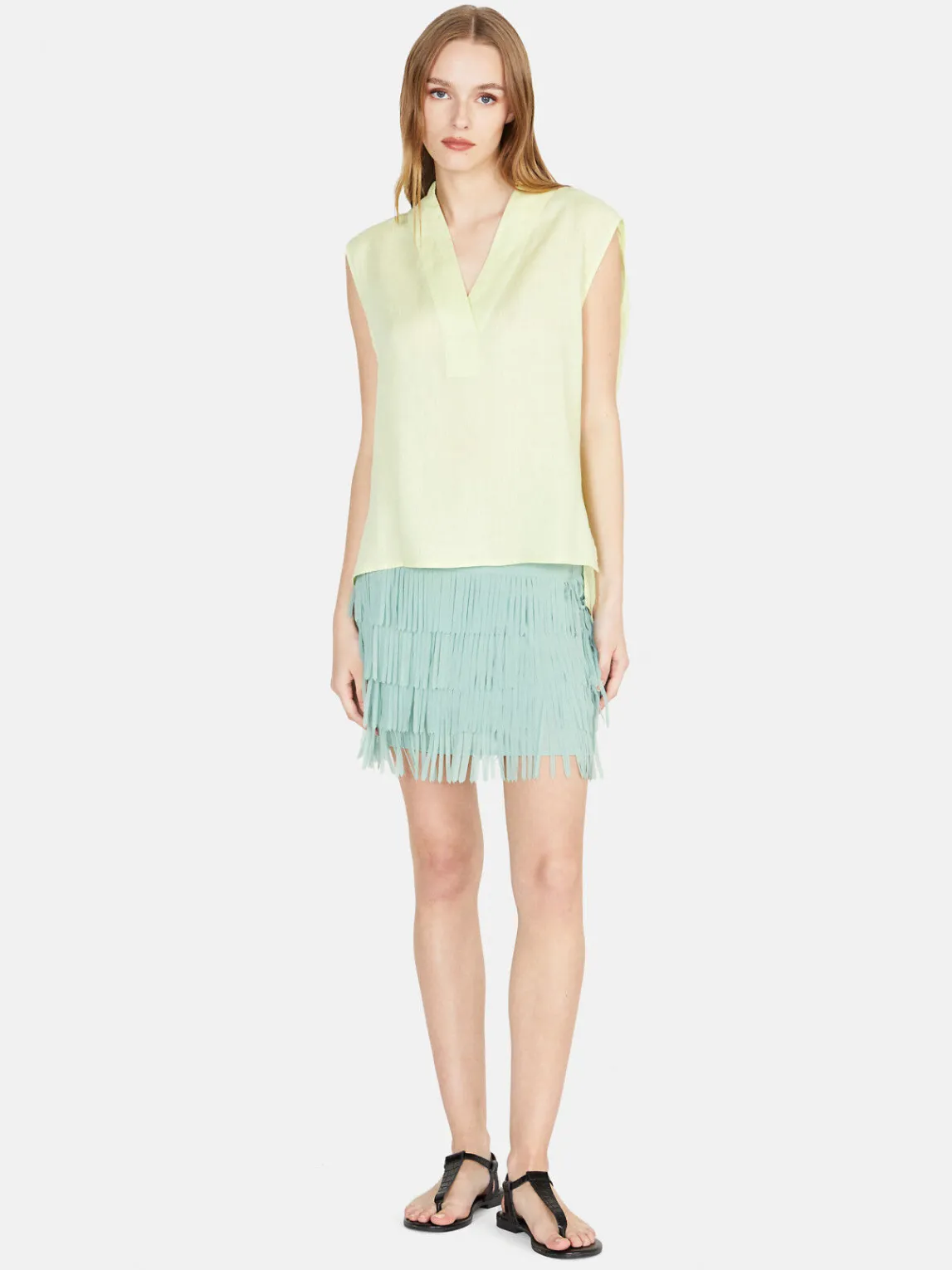 Women Sisley Shirts & Blouses<Sleeveless Blouse In 100% Linen