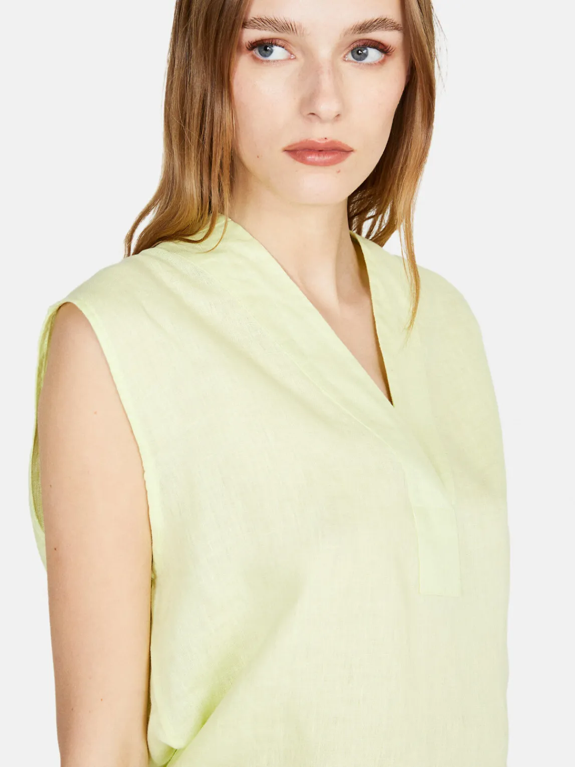 Women Sisley Shirts & Blouses<Sleeveless Blouse In 100% Linen