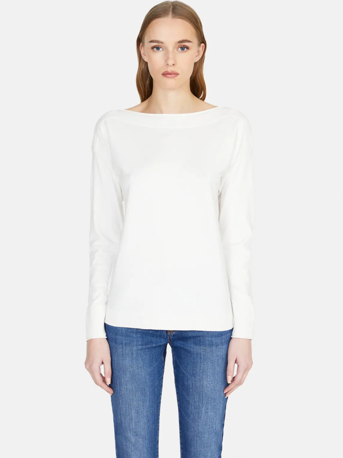 Women Sisley Jumpers & Knitwear<Solid Color Sweater With Boat Neck