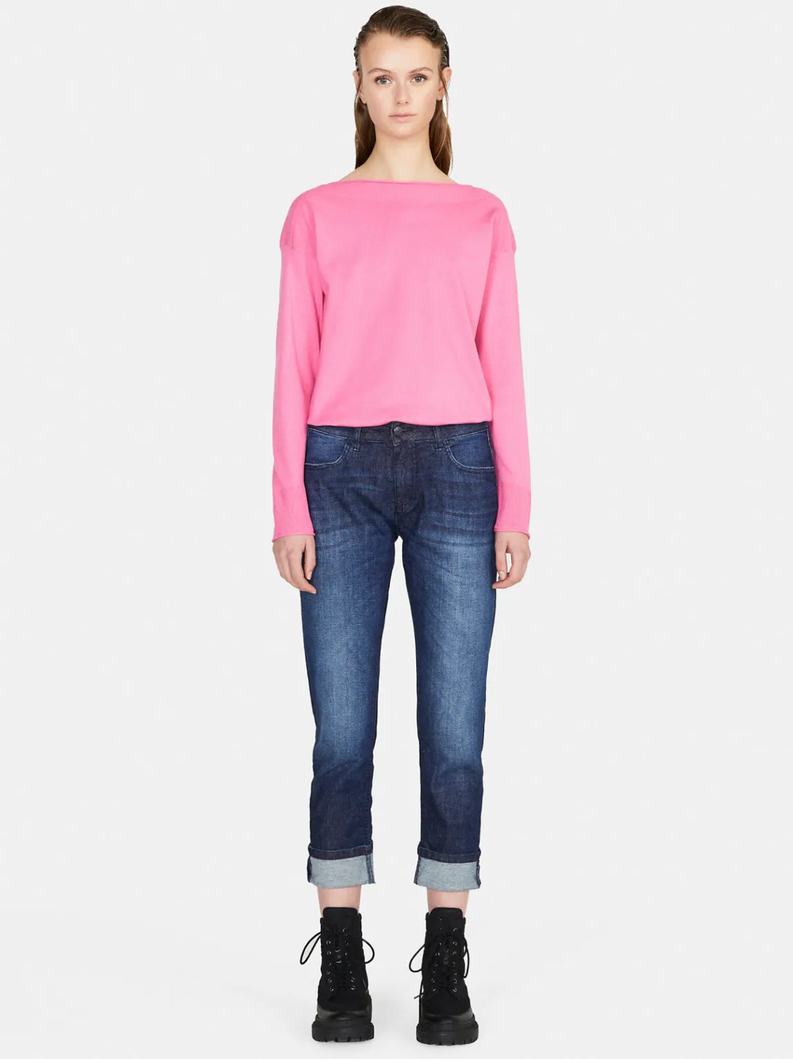 Women Sisley Jumpers & Knitwear<Solid Color Sweater With Boat Neck