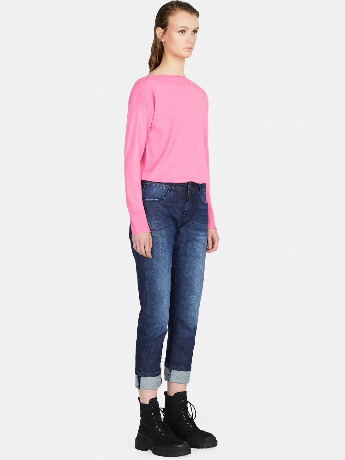 Women Sisley Jumpers & Knitwear<Solid Color Sweater With Boat Neck