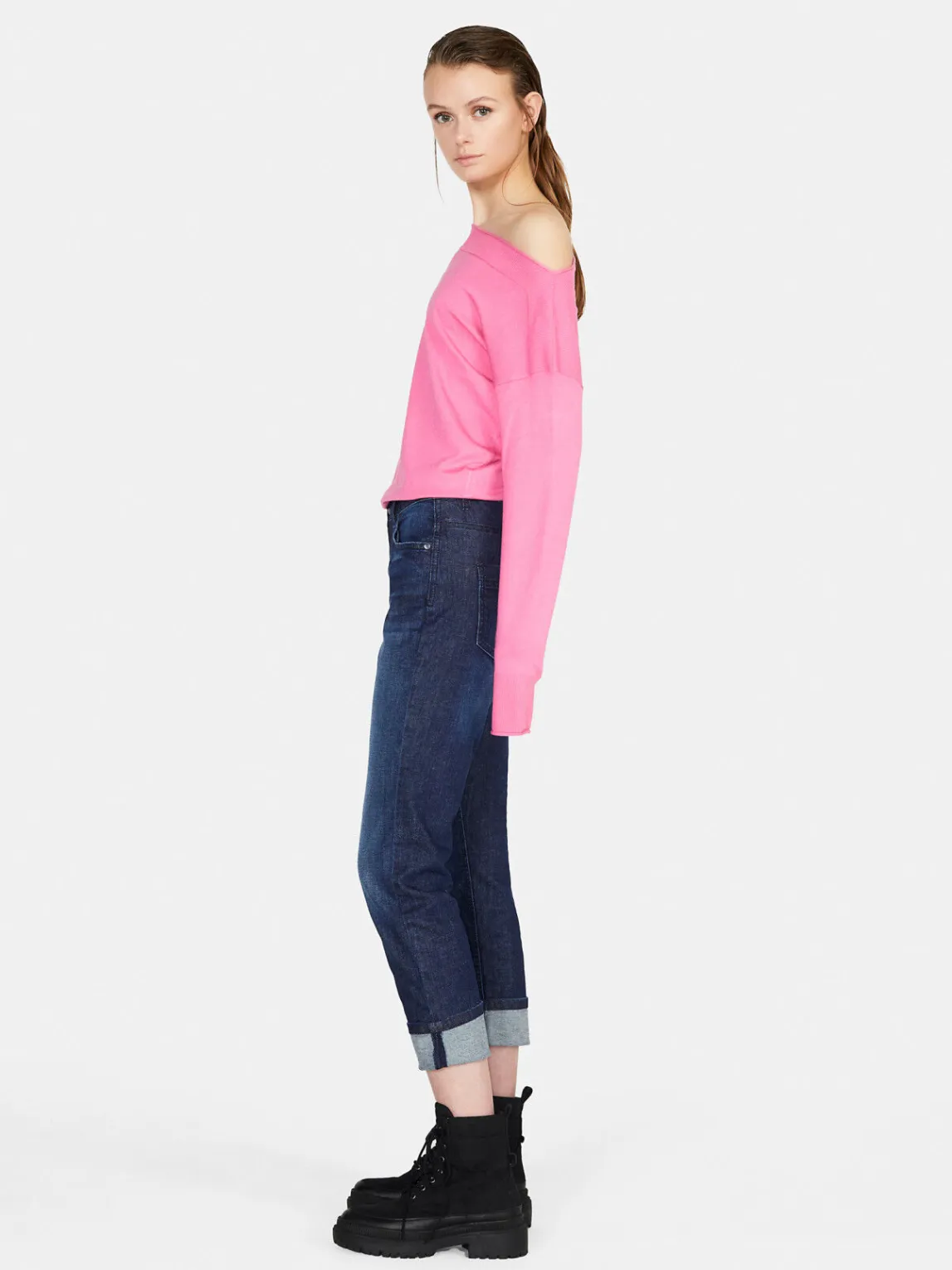 Women Sisley Jumpers & Knitwear<Solid Color Sweater With Boat Neck