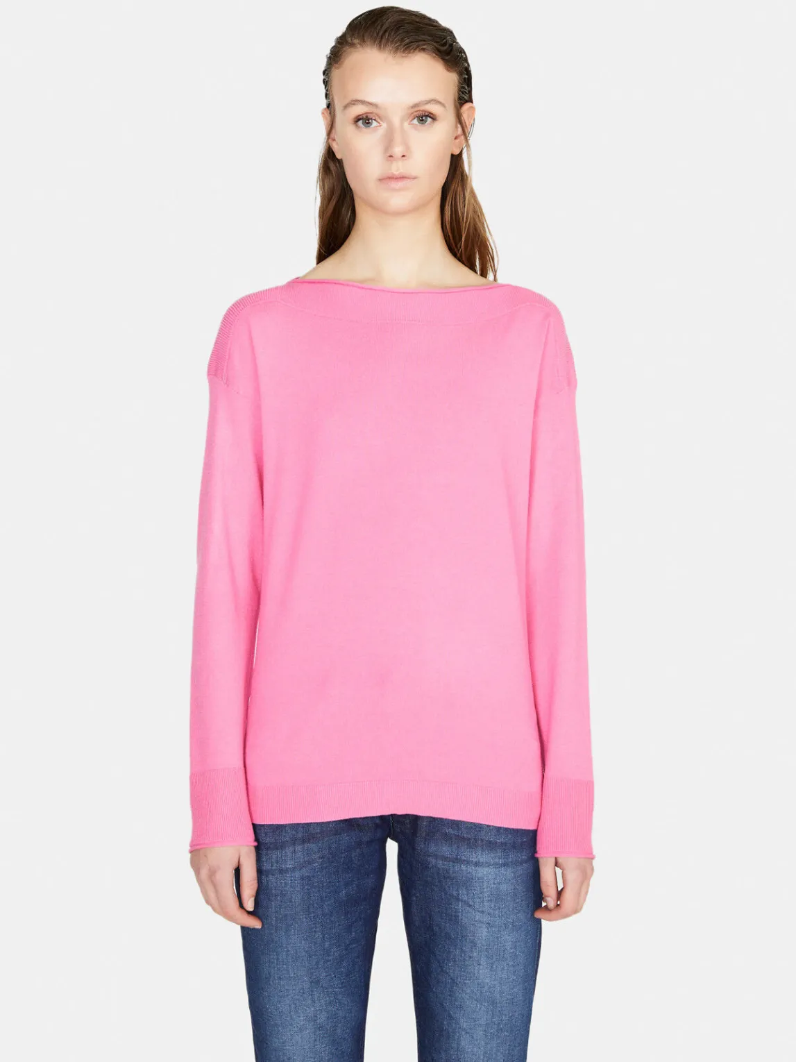 Women Sisley Jumpers & Knitwear<Solid Color Sweater With Boat Neck