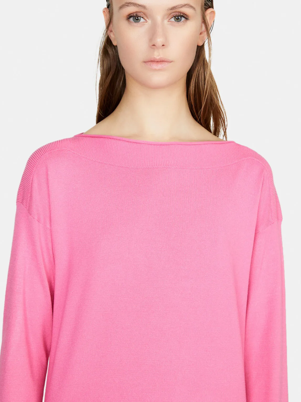 Women Sisley Jumpers & Knitwear<Solid Color Sweater With Boat Neck