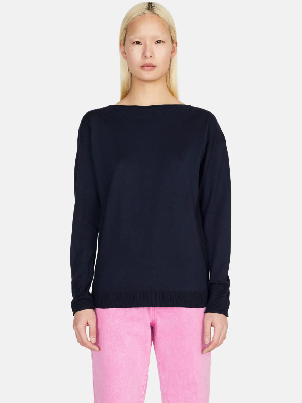 Women Sisley Jumpers & Knitwear<Solid Color Sweater With Boat Neck