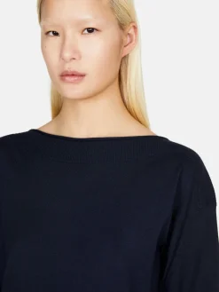 Women Sisley Jumpers & Knitwear<Solid Color Sweater With Boat Neck